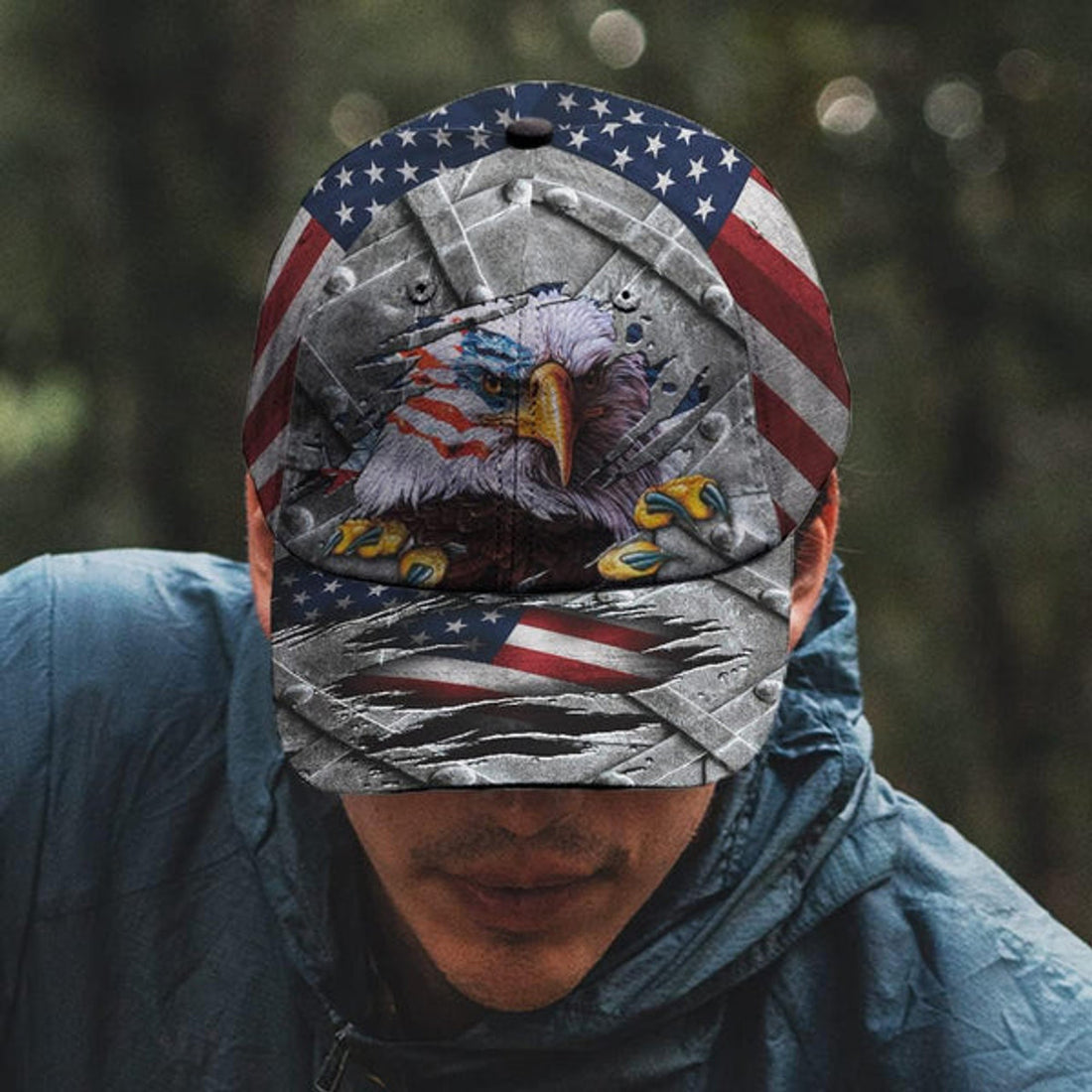 FUNSTUFFPRINT The Eagle American Flag Classic Hat All Over Print - Christian Hats for Men and Women