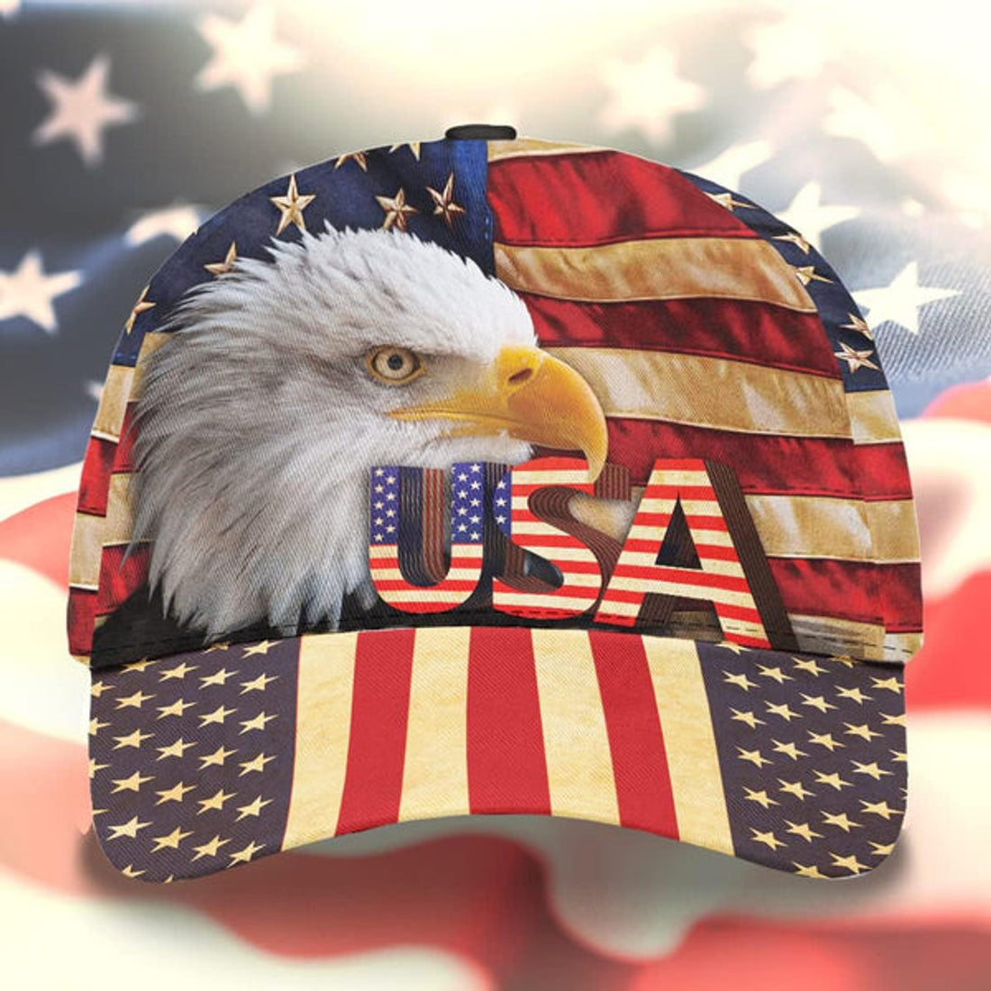 FUNSTUFFPRINT The Eagle Usa Flag Classic Hat All Over Print - Christian Hats for Men and Women