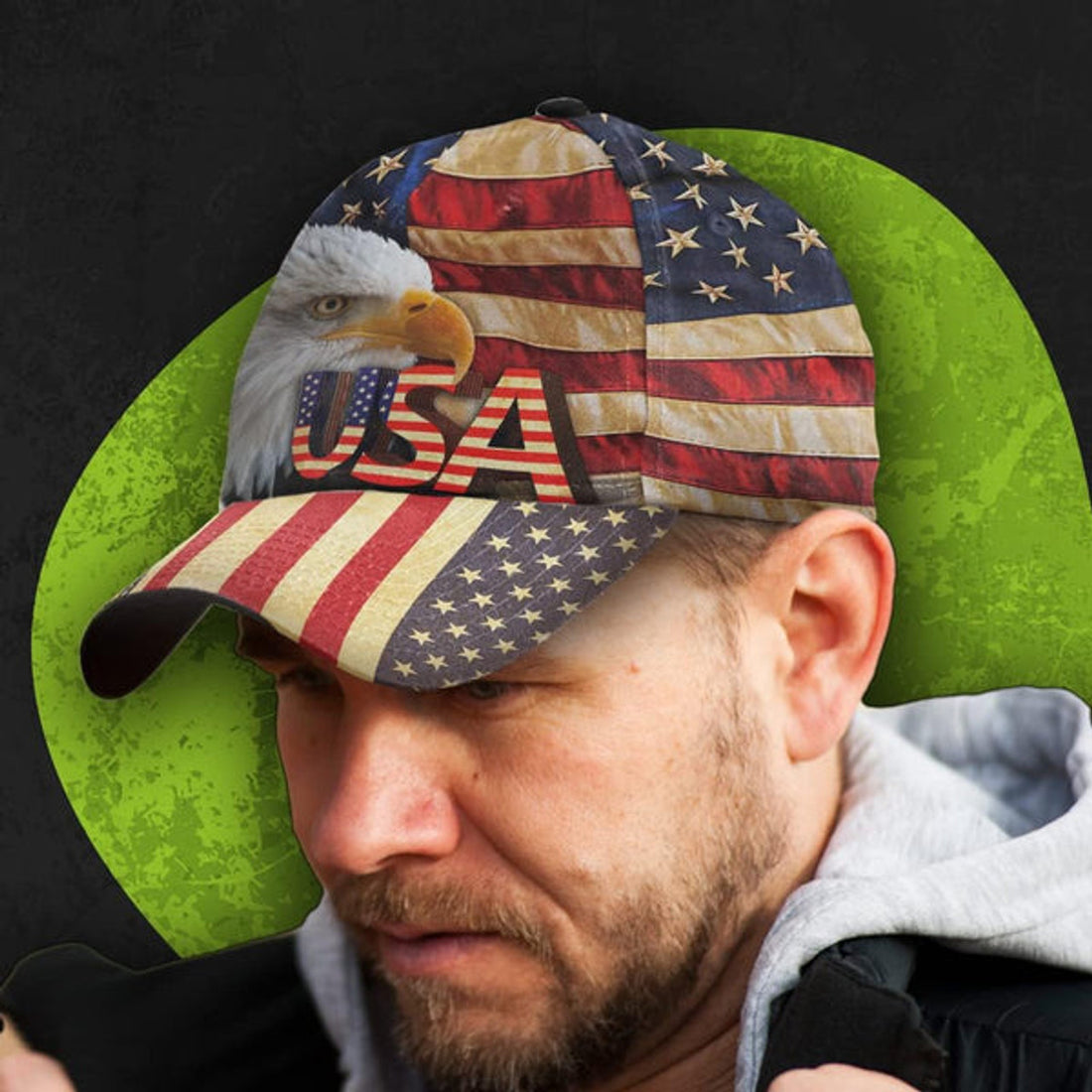 FUNSTUFFPRINT The Eagle Usa Flag Classic Hat All Over Print - Christian Hats for Men and Women