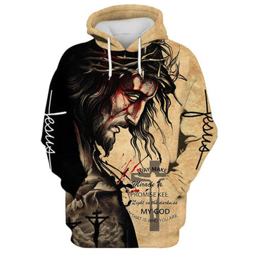 FUNSTUFFPRINT 3D The Face Of Jesus - Way Maker Miracle Worker Promise Keeper My God 3D Hoodie and Zip Hoodie