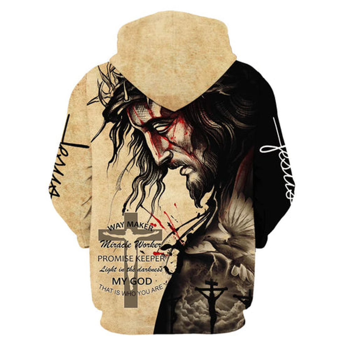 FUNSTUFFPRINT 3D The Face Of Jesus - Way Maker Miracle Worker Promise Keeper My God 3D Hoodie and Zip Hoodie