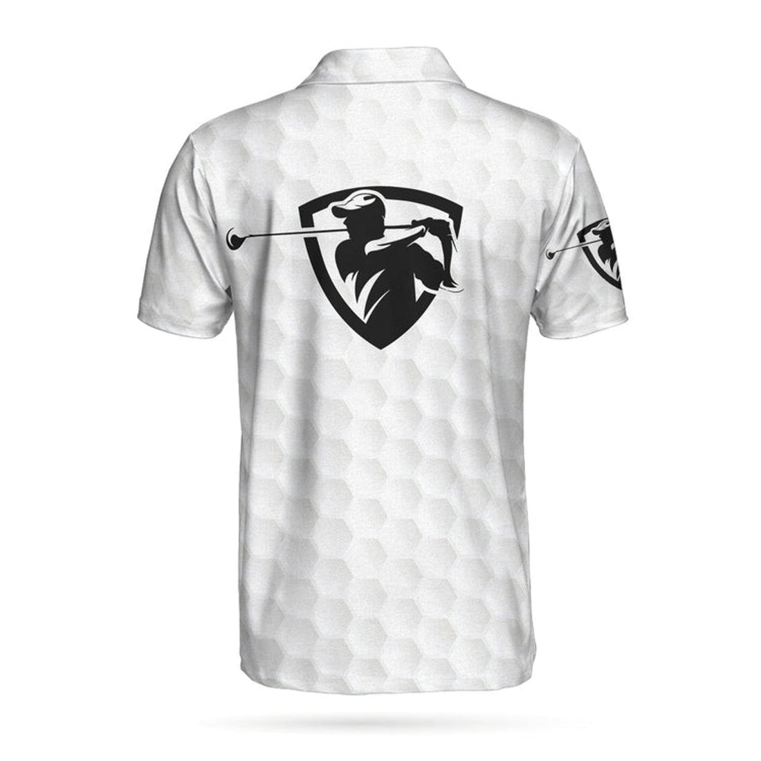 The Golf Skull Short Sleeve Golf Polo Shirt, Black And White Golf Pattern Ripped Skull Polo Shirt