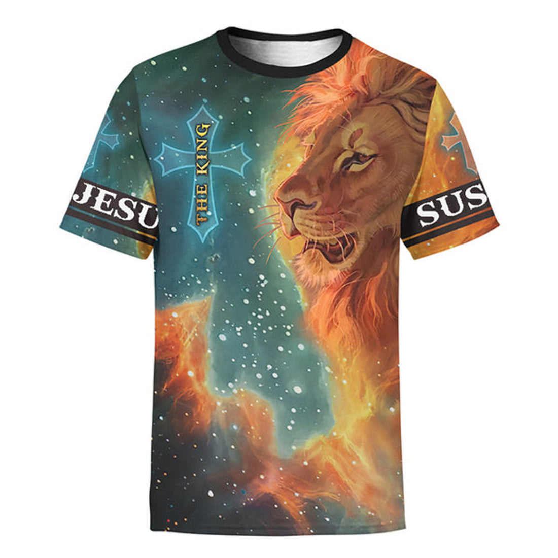 FUNSTUFFPRINT The King Jesus Lion 3d Unisex Shirt - Christian 3D T-shirt