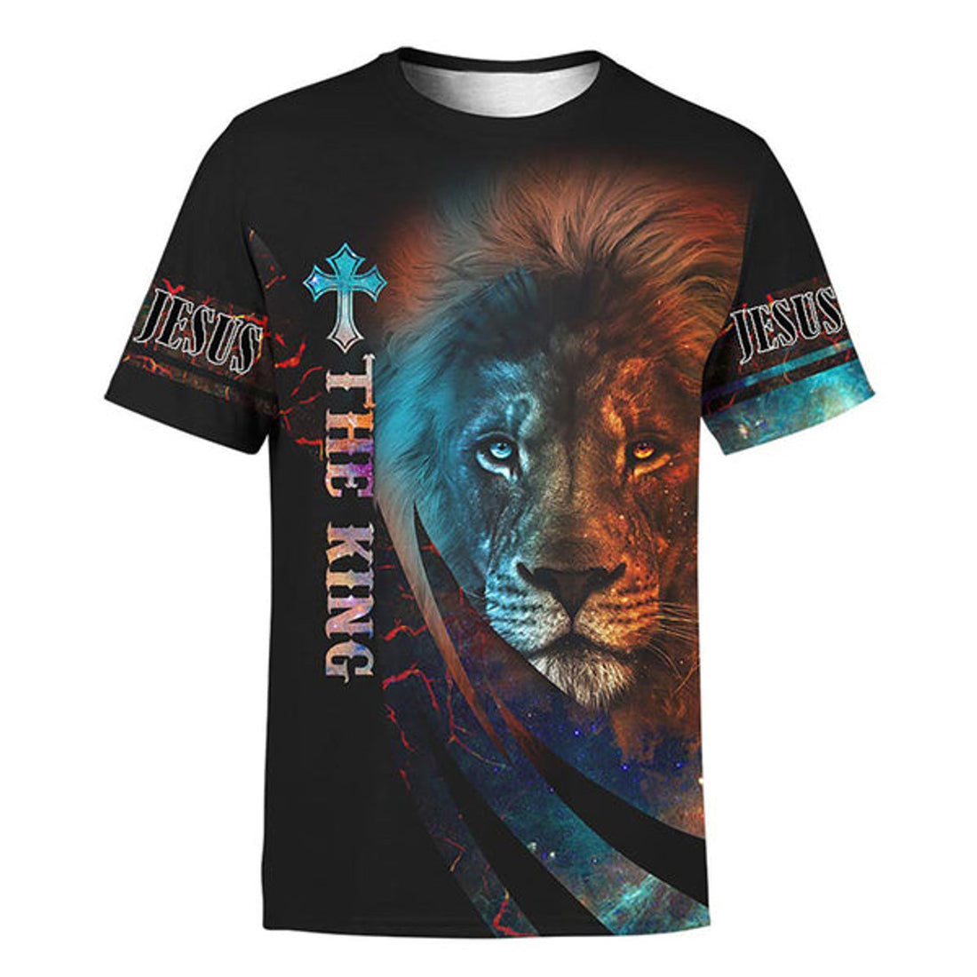 FUNSTUFFPRINT The King Jesus Lion Customized Christian 3D T-shirt