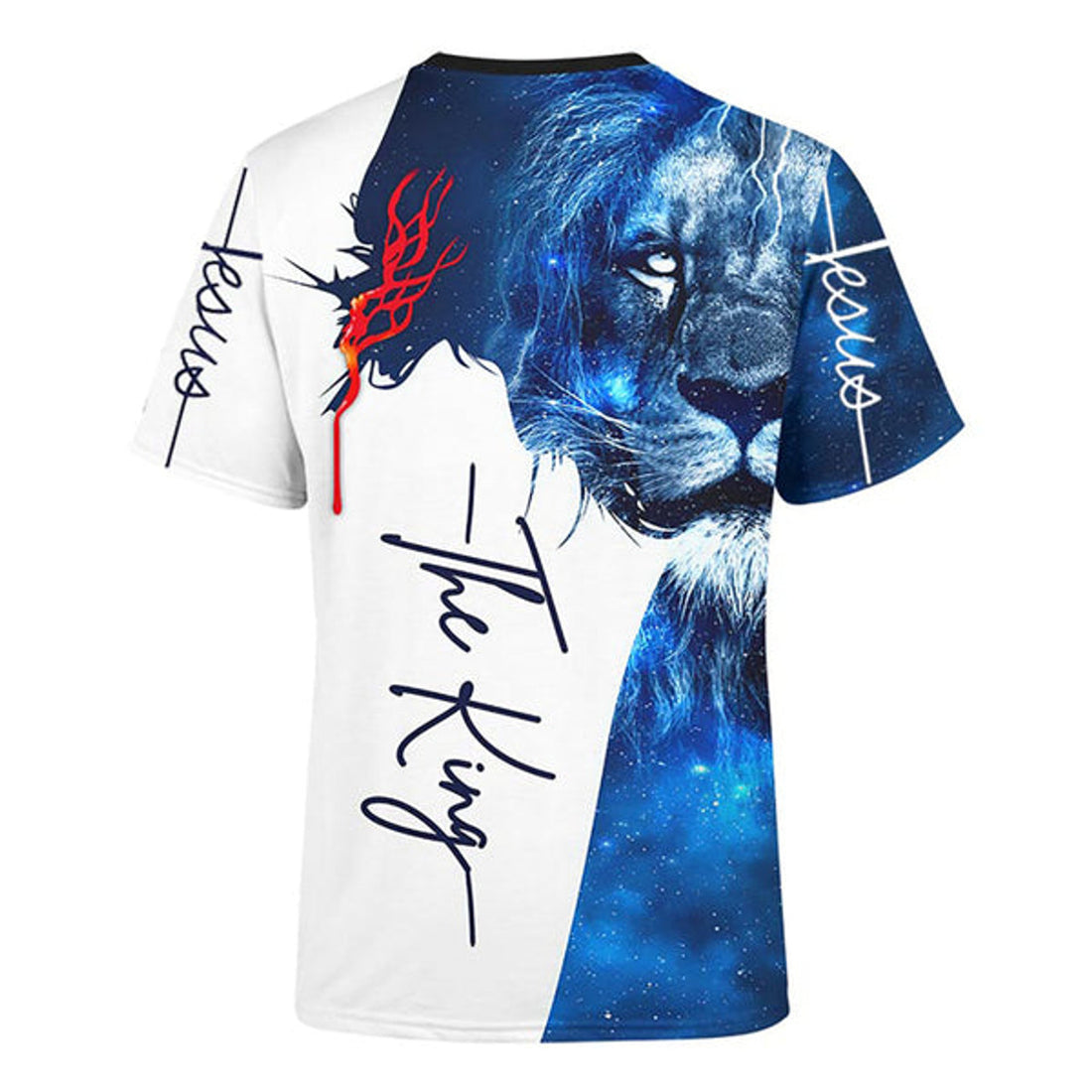 FUNSTUFFPRINT The King Jesus Lion Galaxy Christian 3D T-shirt
