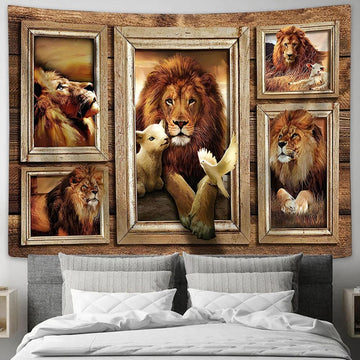 The King Lion Lamb Of God Dove Tapestry Art - Lion Tapestry Wall Decor