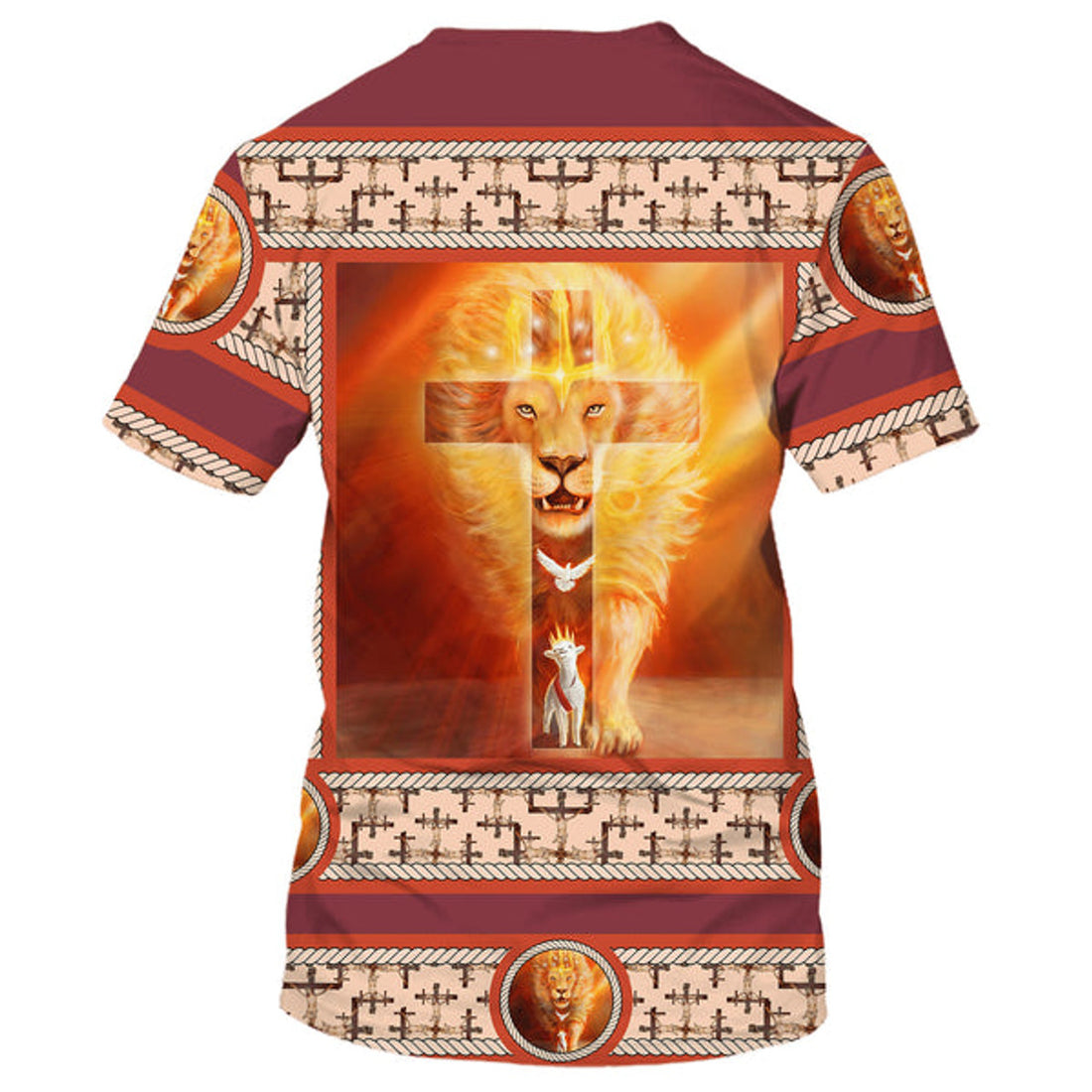 FUNSTUFFPRINT The Lion Lamb Dove Cross 3D All Over Printed Shirt for Men and Women
 3D T-shirt