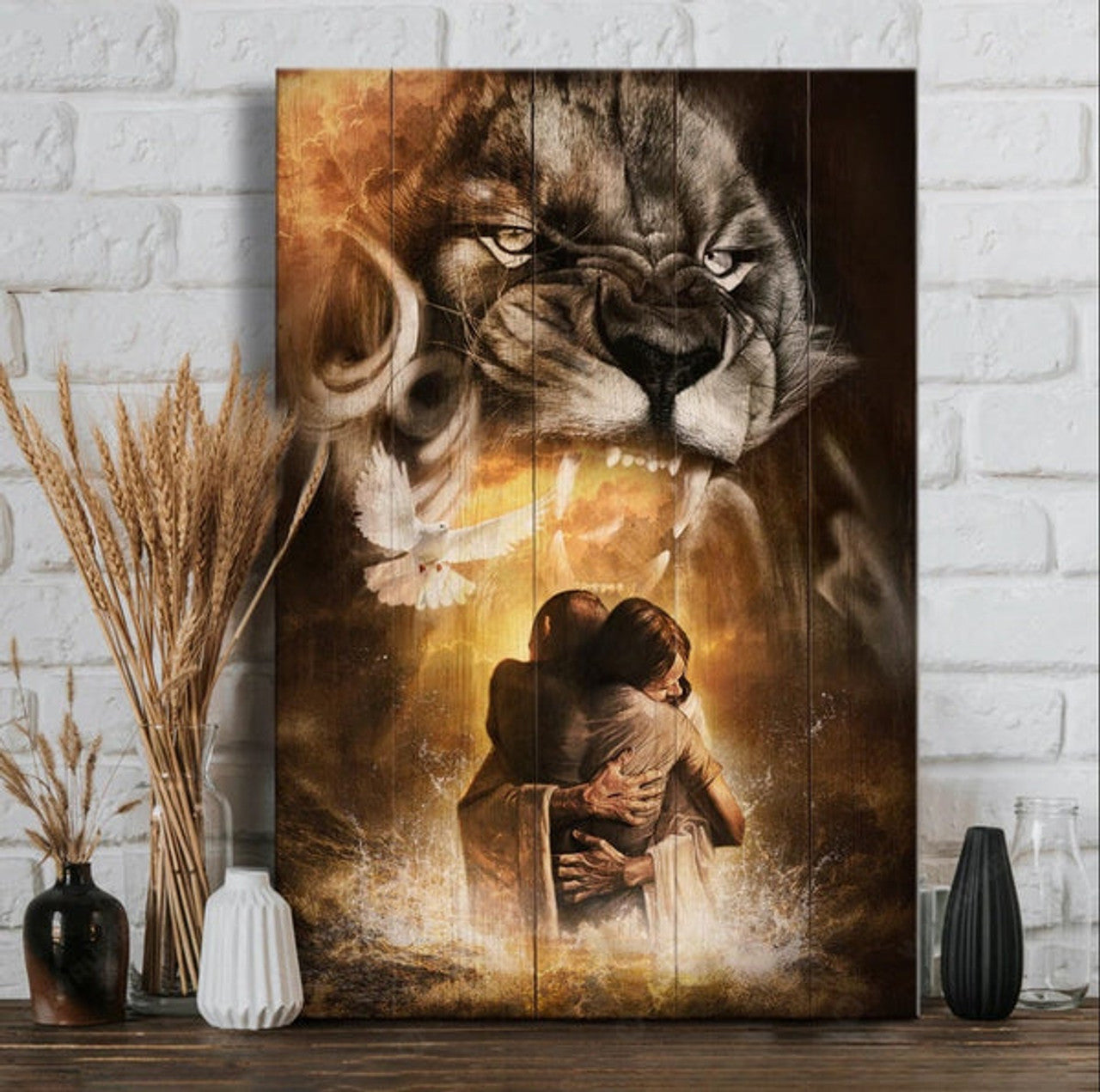The Lion Of Judah God Save Me Canvas Wall Art - Christian Wall Posters - Religious Wall Decor