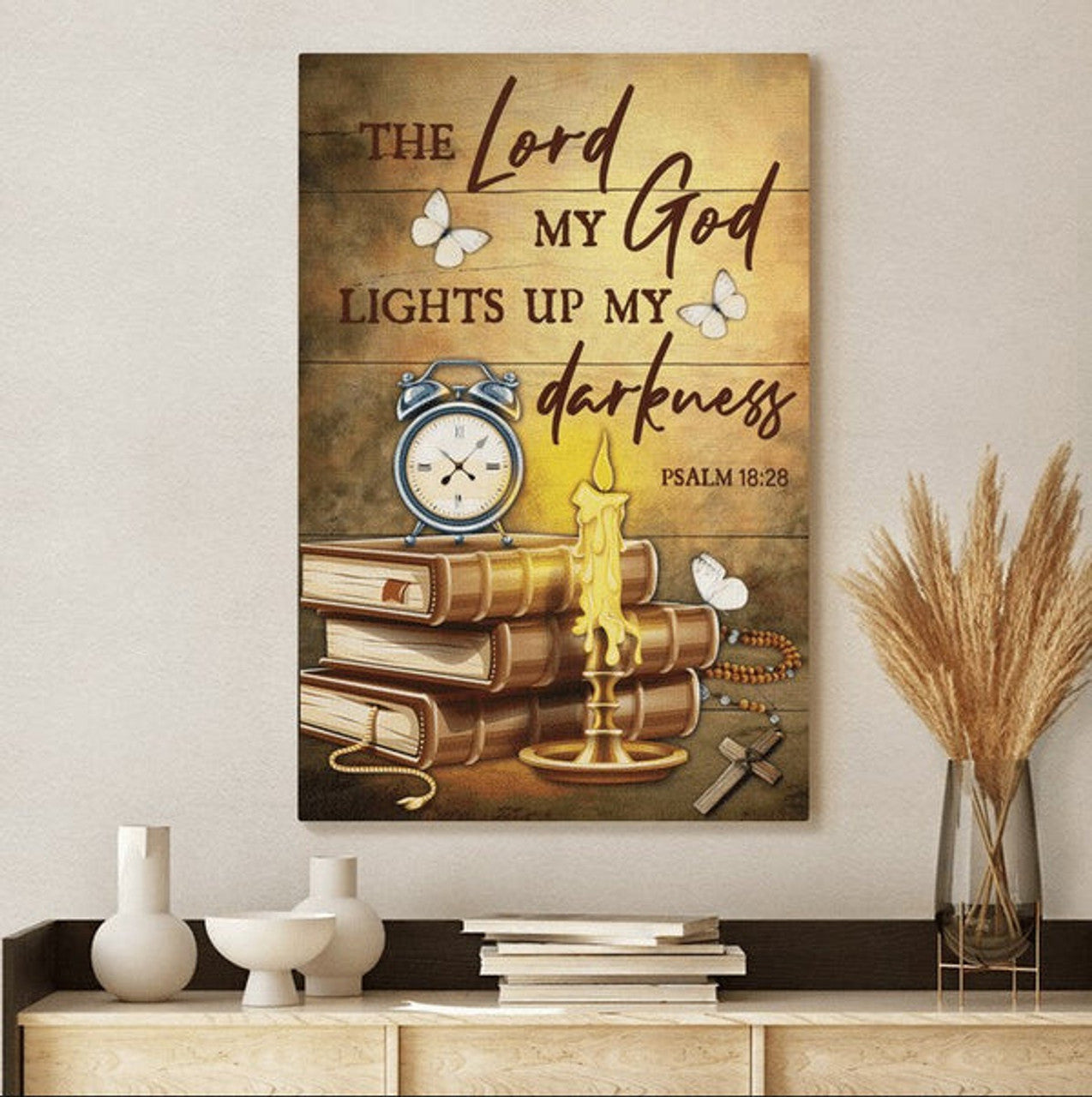 The Lord Lights Up My Darkness Jesus Canvas Wall Art - Christian Wall Posters - Religious Wall Decor