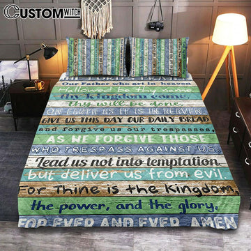 The Lords Prayer Quilt Bedding Set Bedroom - Rustic Religious Cover Twin Bedding Decor - Christian Quilt Bedding Set Bedroom Decor