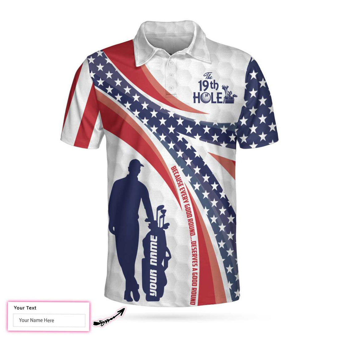 Custom The Nineteenth Hole Custom Polo Shirt, Personalized American Flag Golfer Polo Shirt, Best Golf Shirt - Perfect Gift For Men