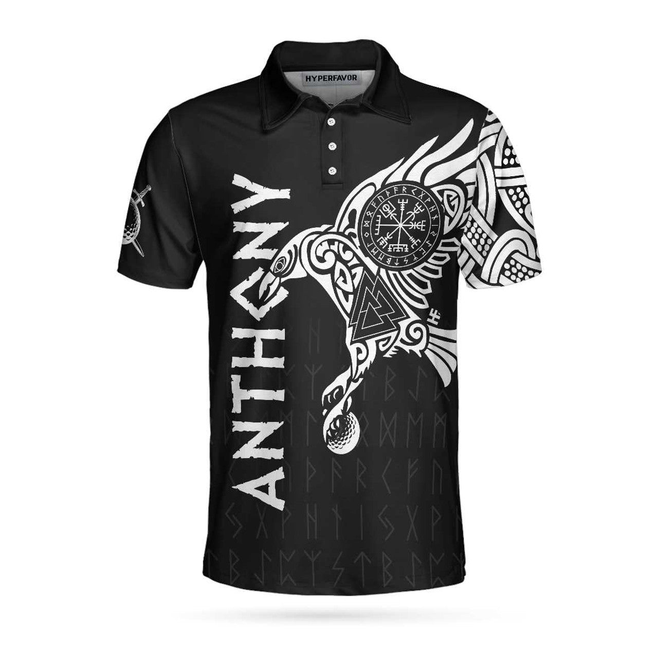Custom The Raven Tattoo Art Viking Golf Custom Polo Shirt, Cool Shirt Design For Golf Lovers, Gift For Golfers - Perfect Gift For Men