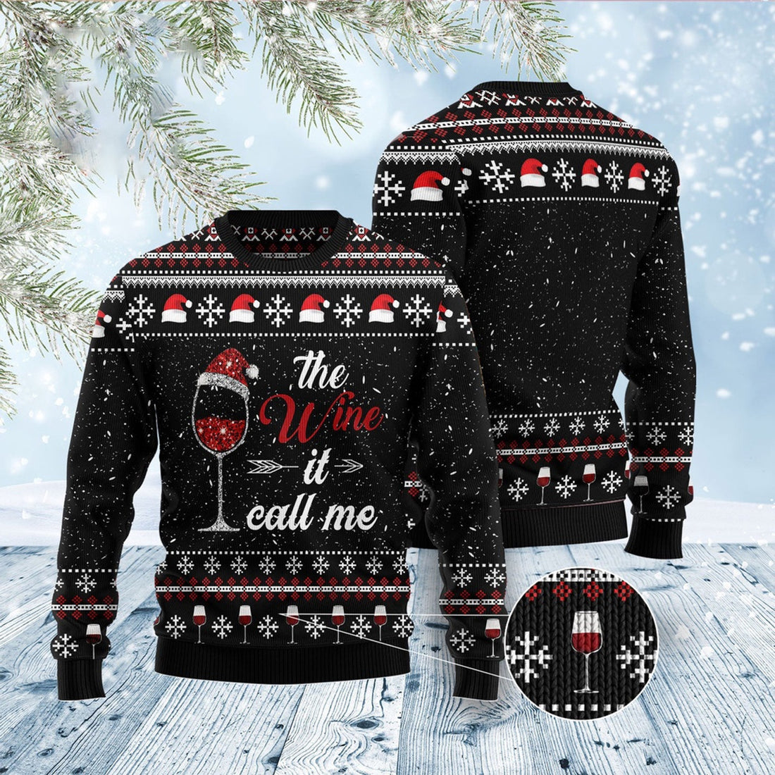 FUNSTUFFPRINT The Wine It Call Me Ugly Christmas Sweater, Christmas Sweater, Ugly Sweater, Funny Xmas Sweaters Ugly Sweater