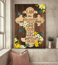 The Wooden Cross Lily Flower I Am The Daughter Of A King Canvas Wall Art - Christian Wall Posters - Religious Wall Decor