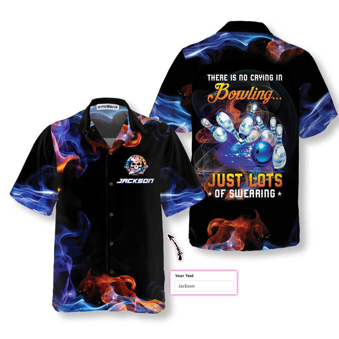 Custom Bowling Ball Aloha Shirt For Men, There Is No Crying In Bowling Just Lots Of Swearing Custom Name Hawaiian Shirt