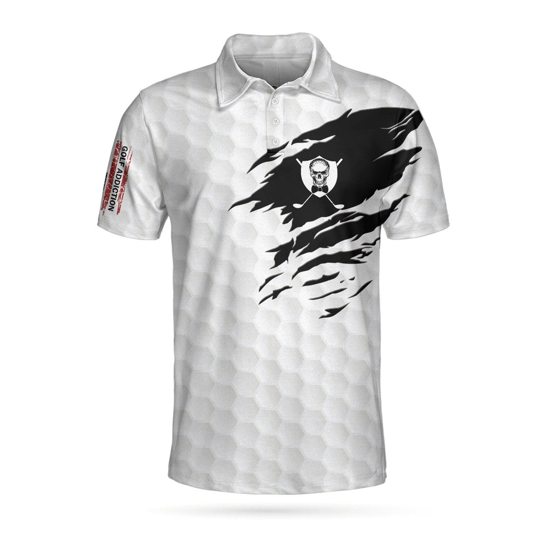 Custom Golf Polo Shirt, Golf Love Heart Skull Polo Shirt, Golf Pattern Skeleton Golfer American Flag Polo Shirt - Perfect Gift For Men, Golfer