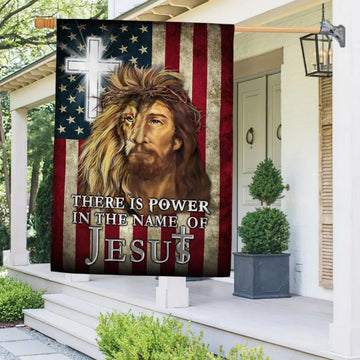 There Is Power In The Name Of Jesus American House Flag, Outdoor Religious Flags, Christian Flag, Scripture Flag, Garden Banner