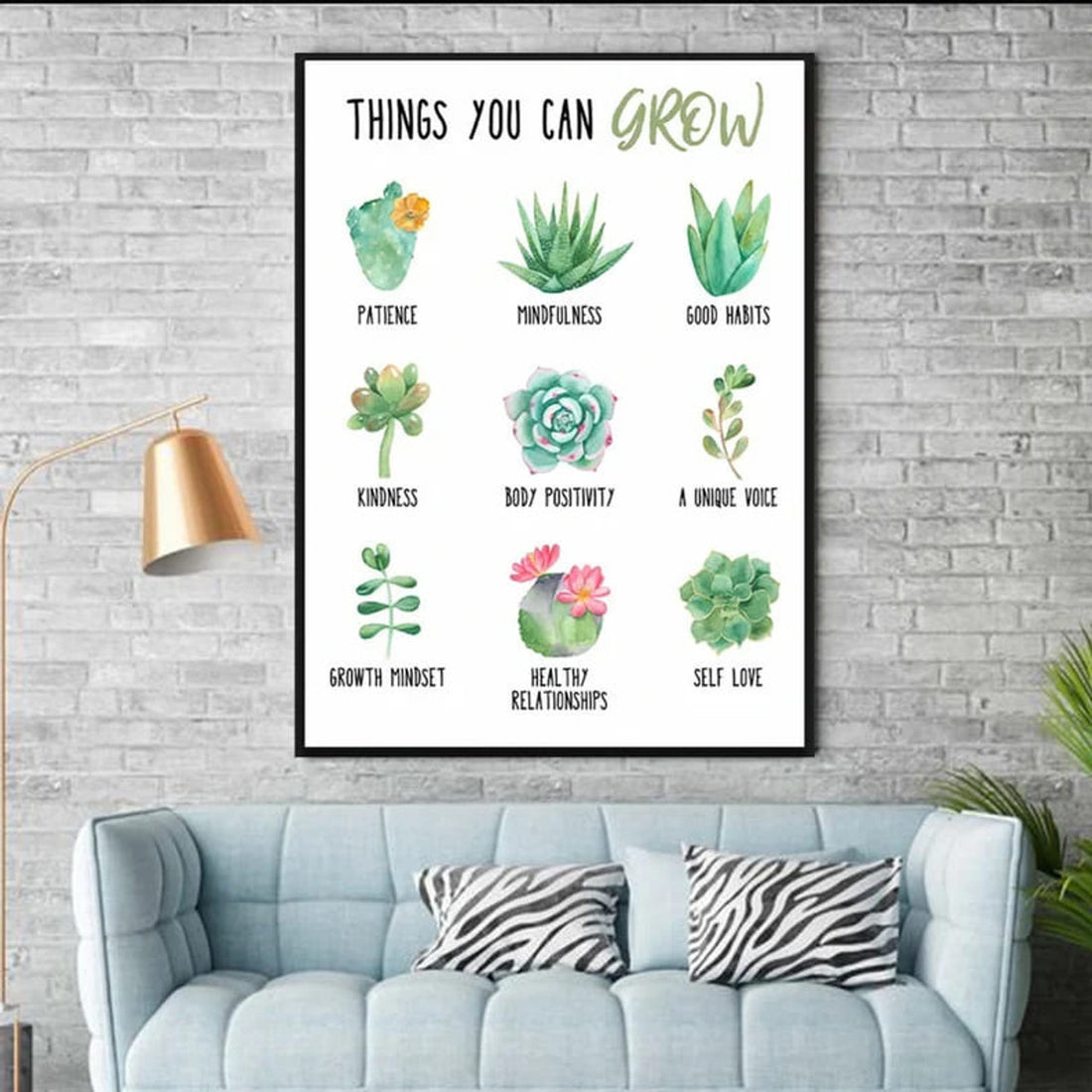 Things You Can Grow Patience Mindfullness Good Habits Kindness Body Positivity, Wall Decor Poster and Canvas