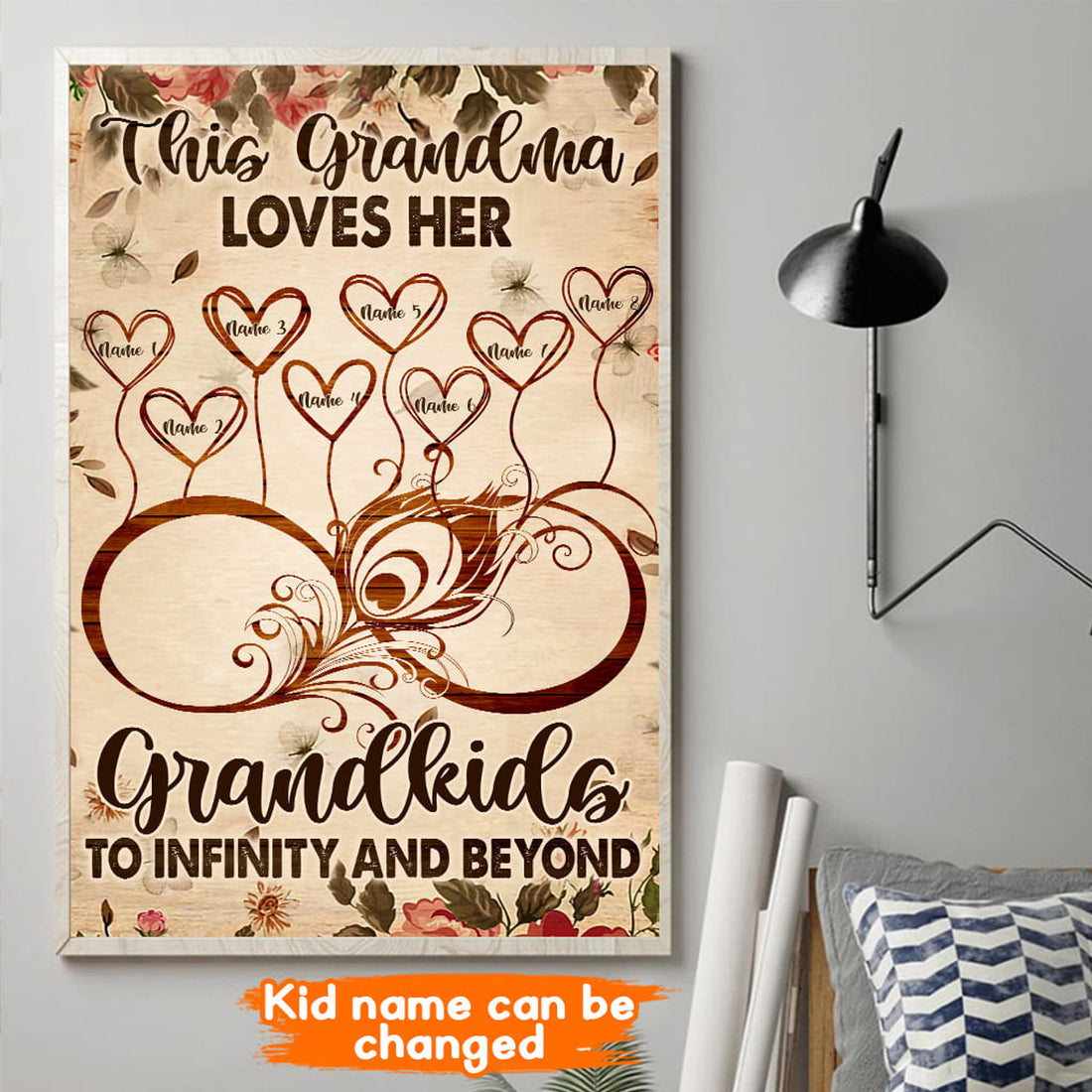 Custom This Grandma Loves Her Grandkinds To Infinity And Beyond Gift For Family Customized Personalized NAME Poster and Canvas