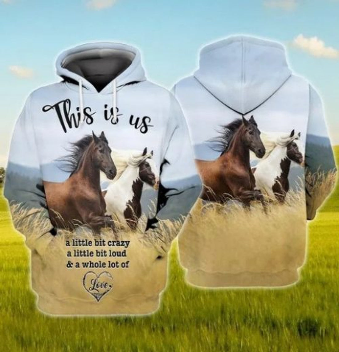 FUNSTUFFPRINT Horse Couple 3D All Over Hoodie This Is Us 3D Hoodie and Zip Hoodie
