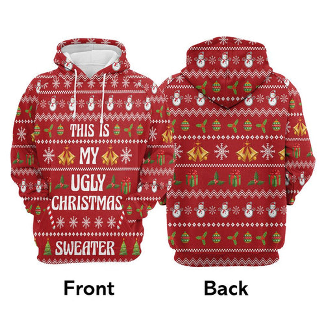 FUNSTUFFPRINT 3D This Is My Ugly Christmas All Over 3D Hoodie and Zip Hoodie