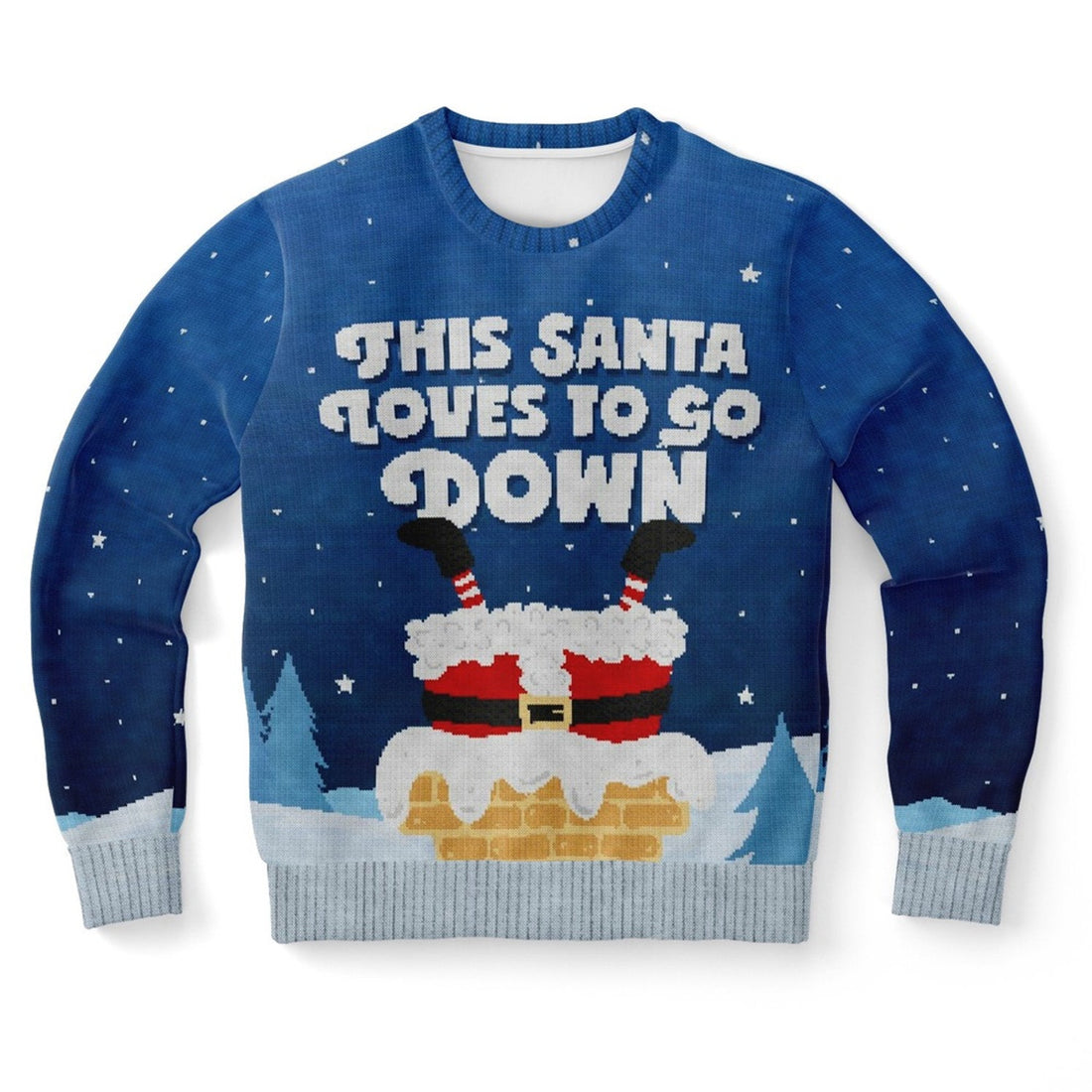 FUNSTUFFPRINT This Santa Loves To Go Down Ugly Christmas Sweater, Christmas Sweater, Ugly Sweater, Funny Xmas Sweaters Ugly Sweater