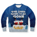 FUNSTUFFPRINT This Santa Loves To Go Down Ugly Christmas Sweater, Christmas Sweater, Ugly Sweater, Funny Xmas Sweaters Ugly Sweater