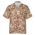 Hawaiian Camp Collar Short Sleeve Button-Down Shirt Tiger Faces, Tiger Hawaiian Shirts