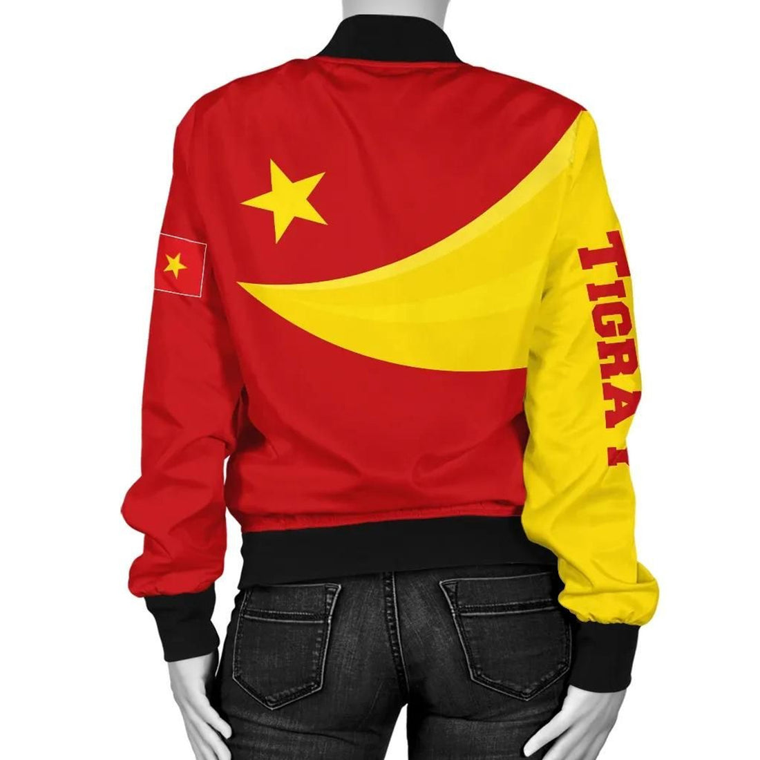 FUNSTUFFPRINT Tigray Bomber Jacket, Tigray Coat Of Arms Flag Lion Women Ver 01 3D Bomber Jacket