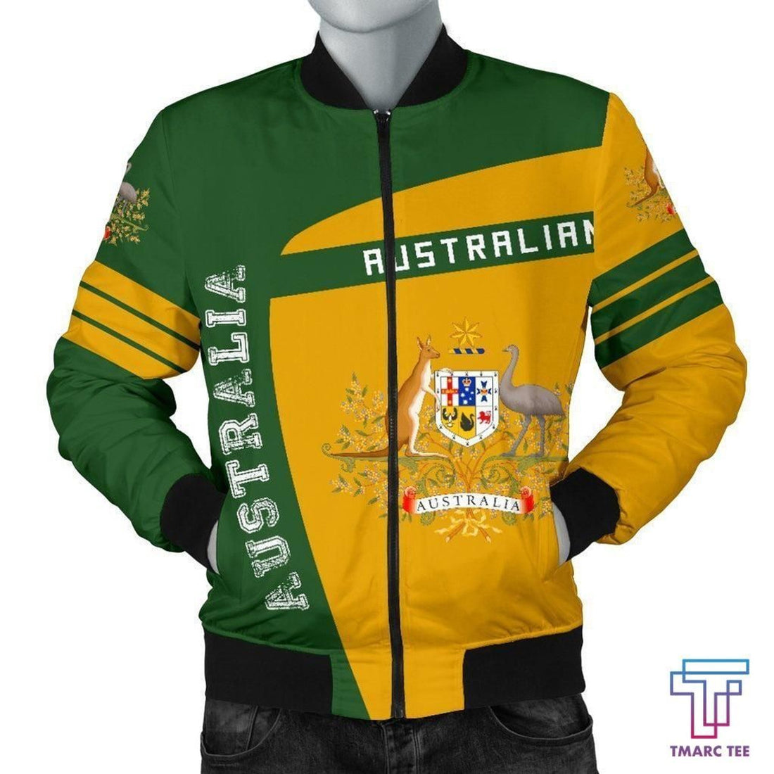 FUNSTUFFPRINT Tmarc Tee Australia Sport Men's 3D Bomber Jacket - Premium Style 3D Bomber Jacket