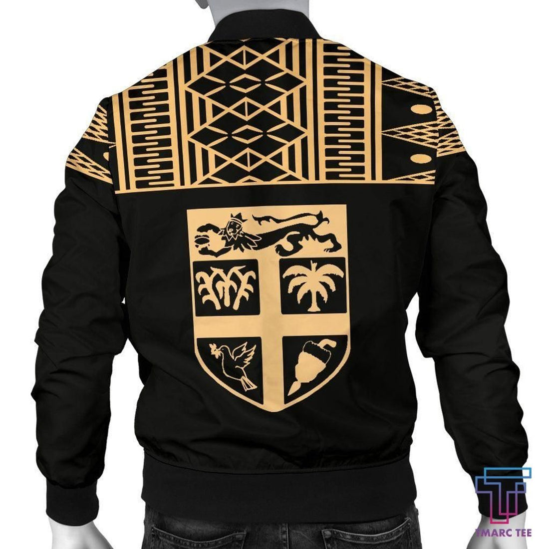FUNSTUFFPRINT Tmarc Tee Fiji Bomber Jacket - Polynesian Gold Version - 3D Bomber Jacket