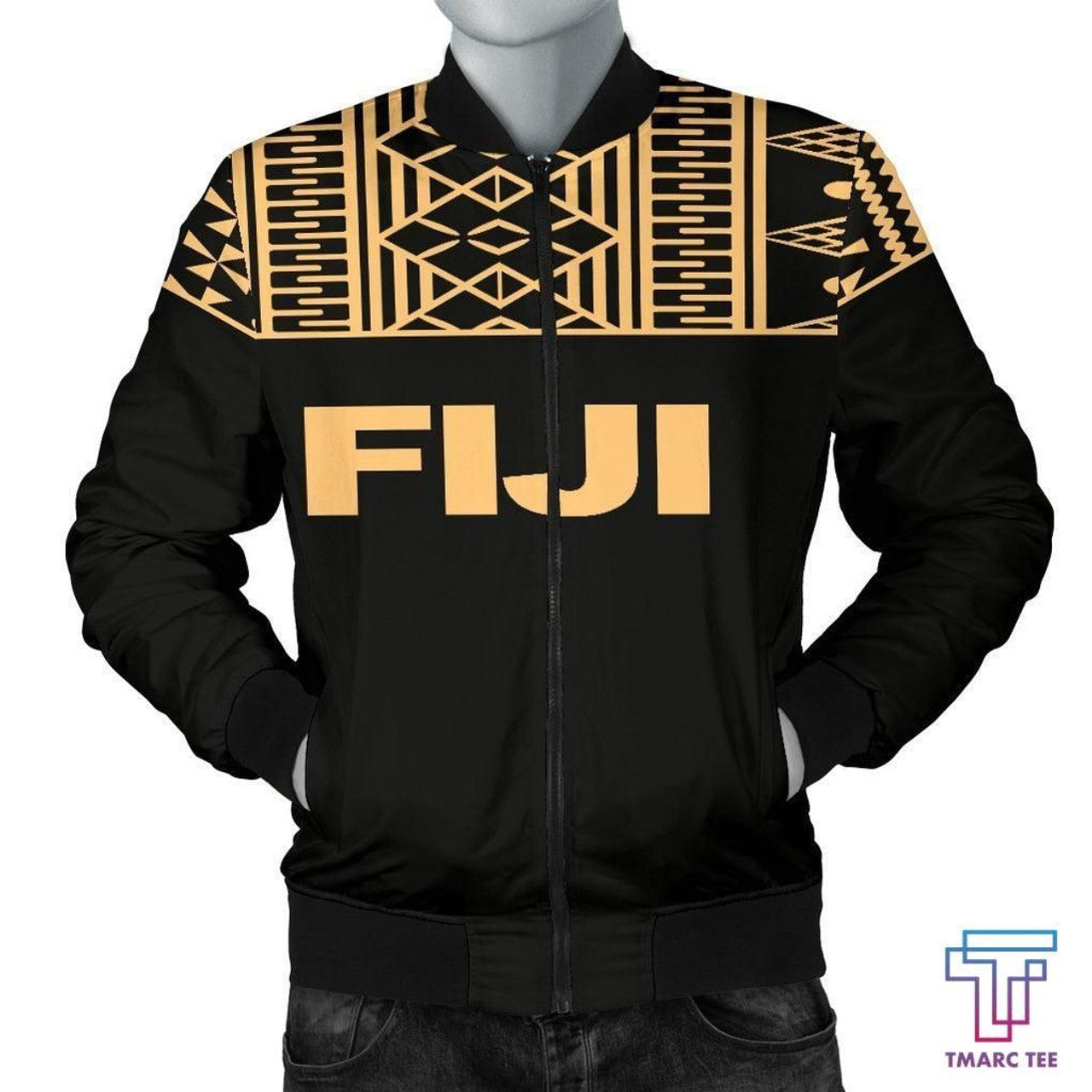 FUNSTUFFPRINT Tmarc Tee Fiji Bomber Jacket - Polynesian Gold Version - 3D Bomber Jacket