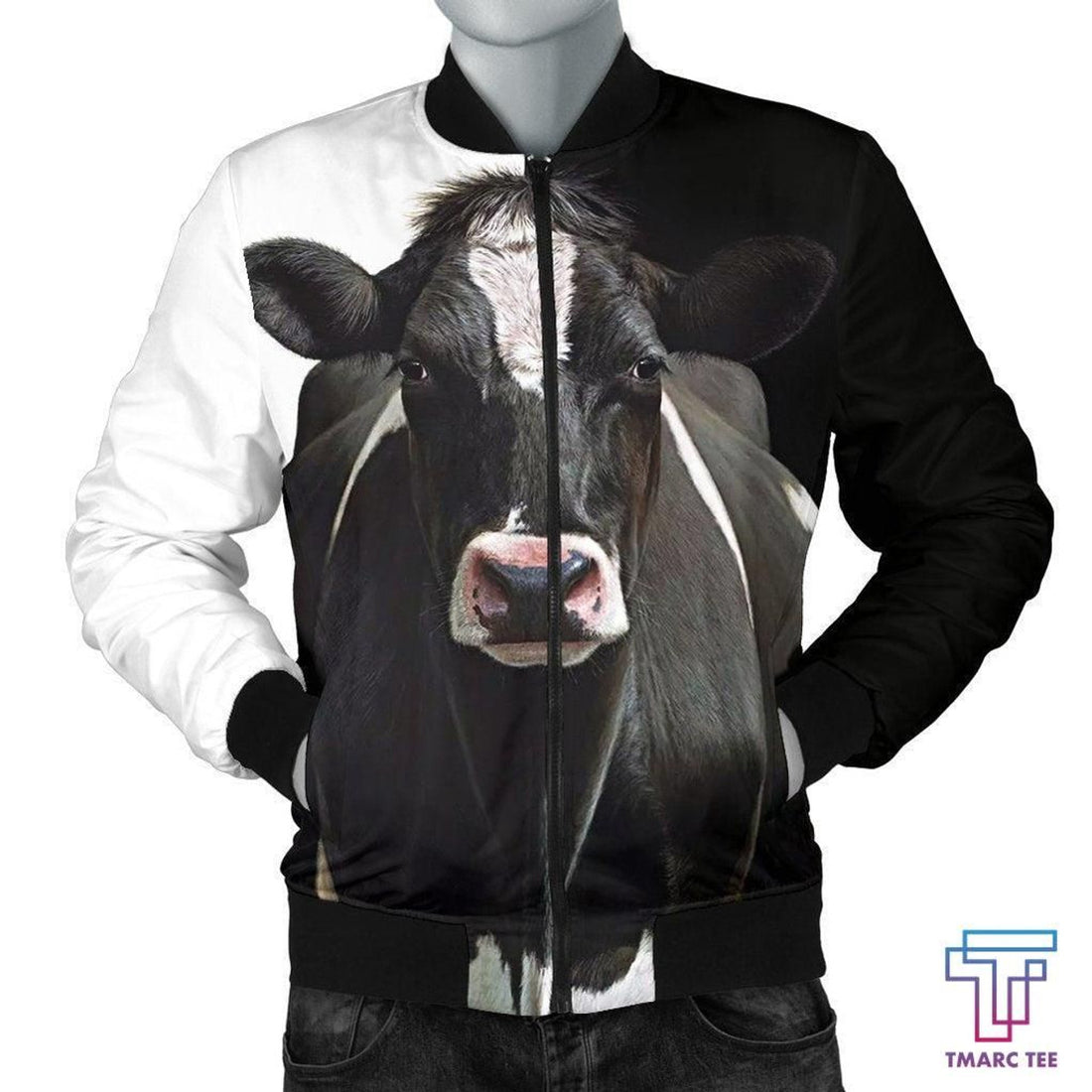 FUNSTUFFPRINT Tmarc Tee Men's 3D Bomber Jacket - Dairy Cow 3D Bomber Jacket