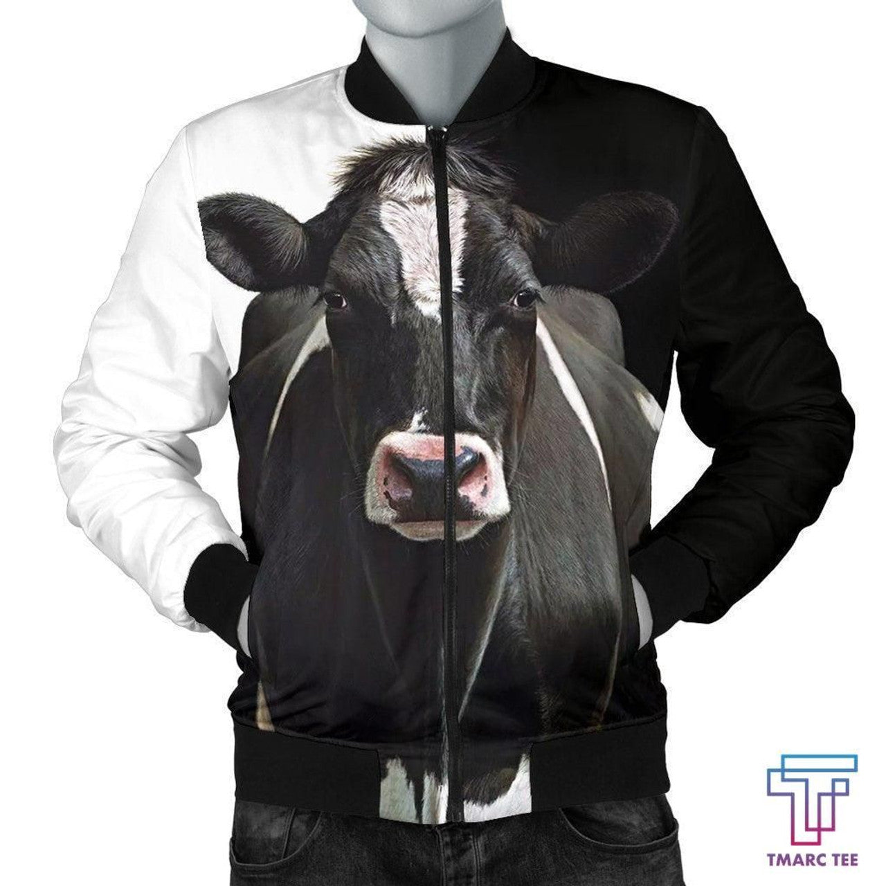 FUNSTUFFPRINT Tmarc Tee Men's 3D Bomber Jacket - Dairy Cow 3D Bomber Jacket