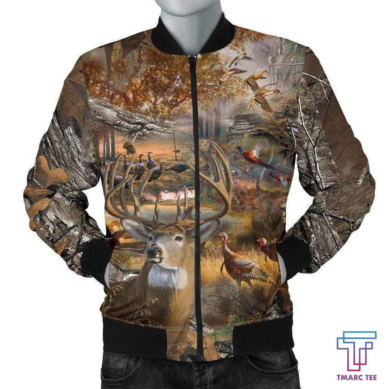 FUNSTUFFPRINT Tmarc Tee Men's 3D Bomber Jacket - Hunting Camo 3D Bomber Jacket