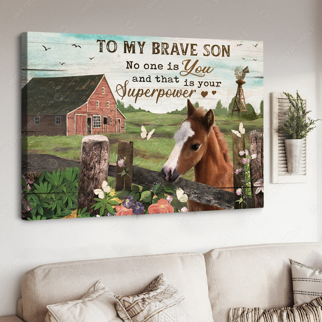 To My Brave Son No One That Is Your Superpower, Horse Poster, Gift For Son Poster and Canvas