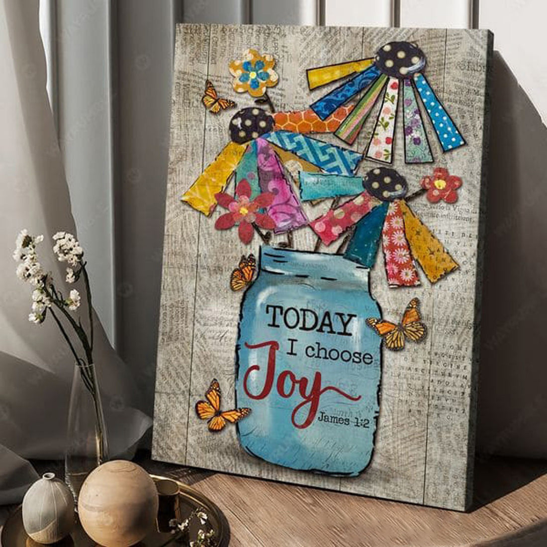 Today I Choose Joy, Butterfly Flower, Poster Decor Poster and Canvas