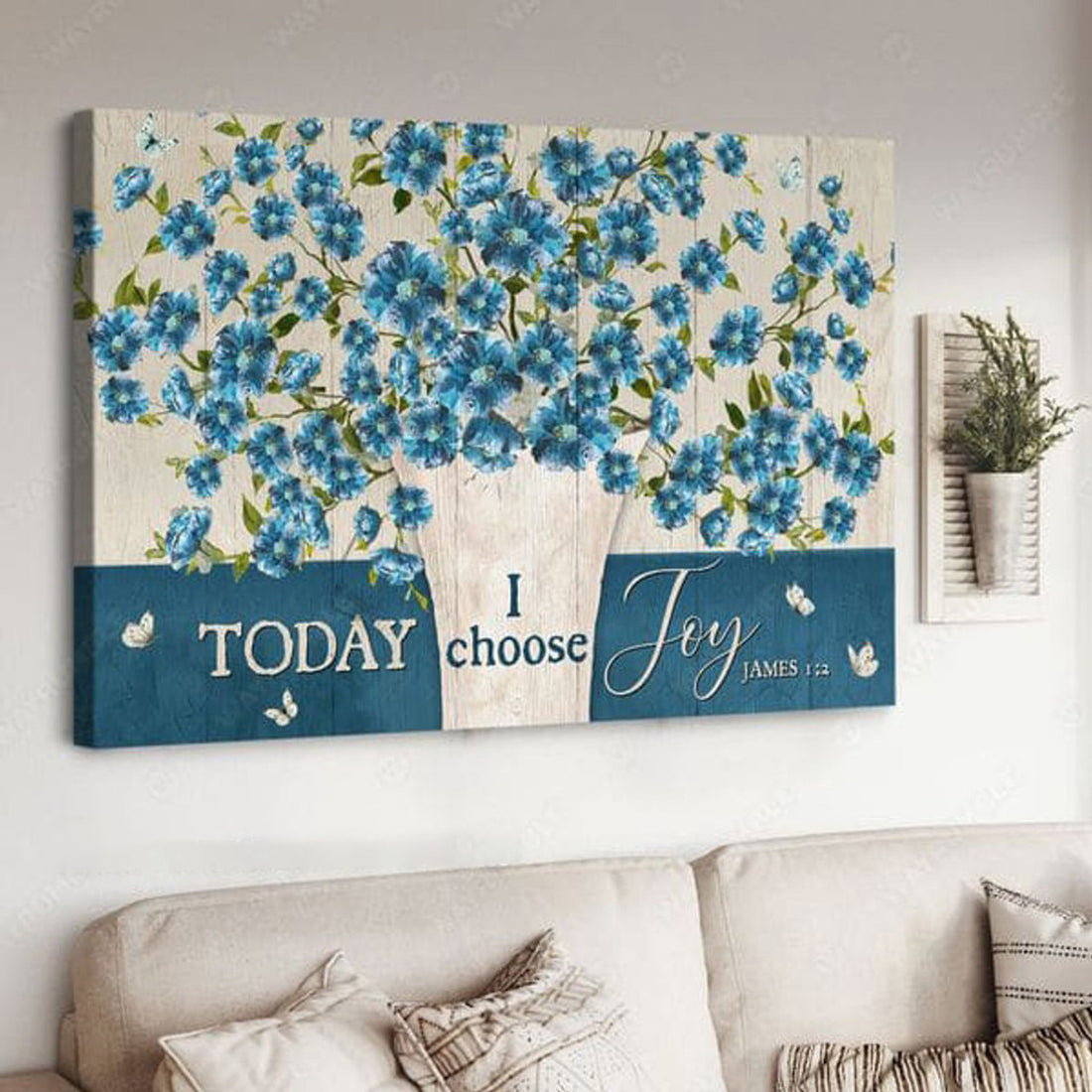 Today I Choose Joy, Butterfly Flower, Poster Decor, Wall Poster Poster and Canvas