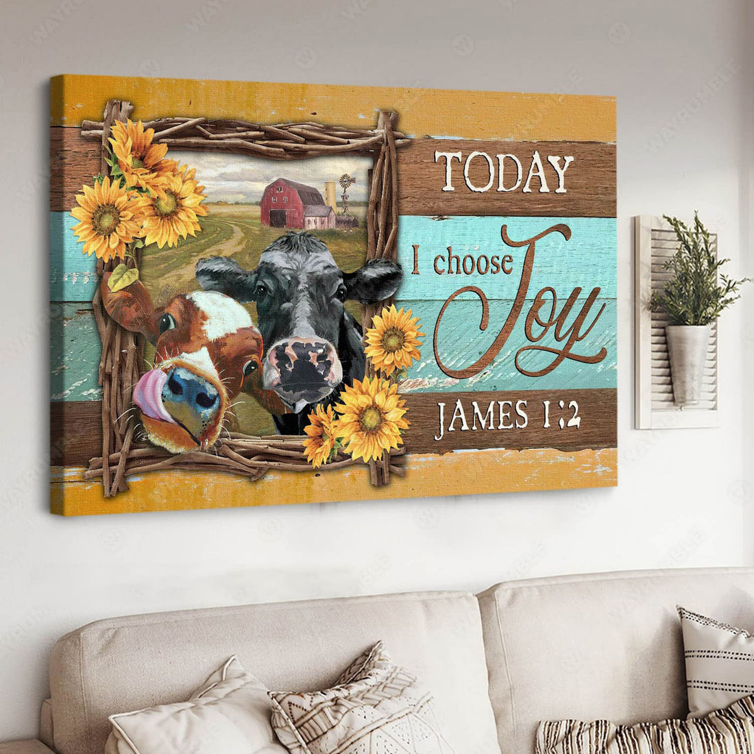 Today I Choose Joy, Farm Cow, Gift For Farmer Poster and Canvas