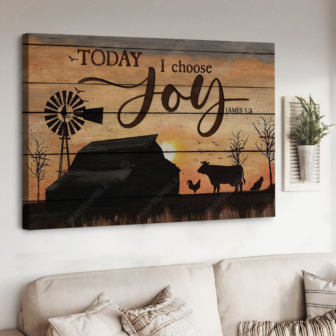 Today I Choose Joy, Farmer Poster, Cow And Chicken Poster and Canvas