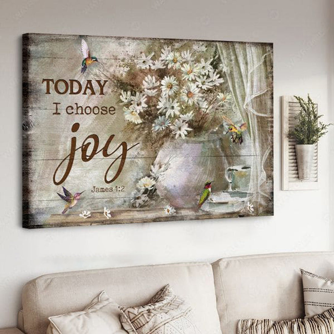 Today I Choose Joy, Hummingbird Poster, Flower Lover, Poster Decor Poster and Canvas