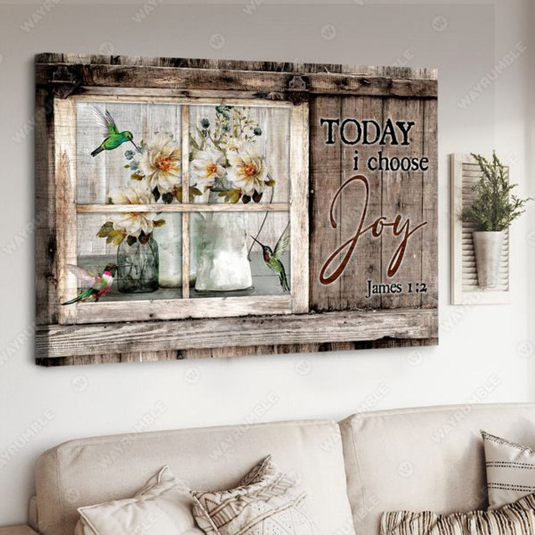 Today I Choose Joy, Hummingbird Poster, Window Decor, Flower Lover Poster and Canvas
