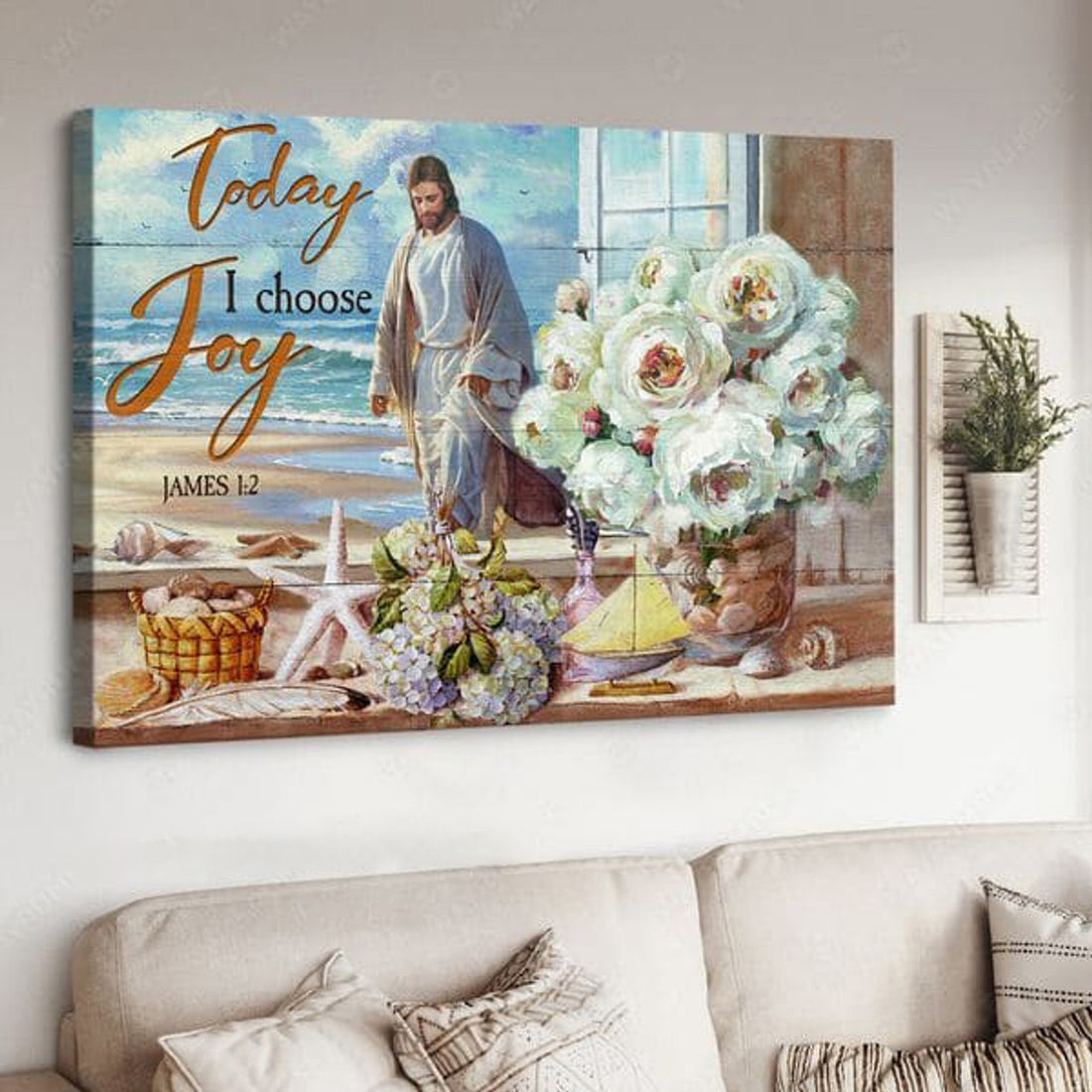 Today I Choose Joy, Jesus Poster, Flower Window Decor Poster and Canvas