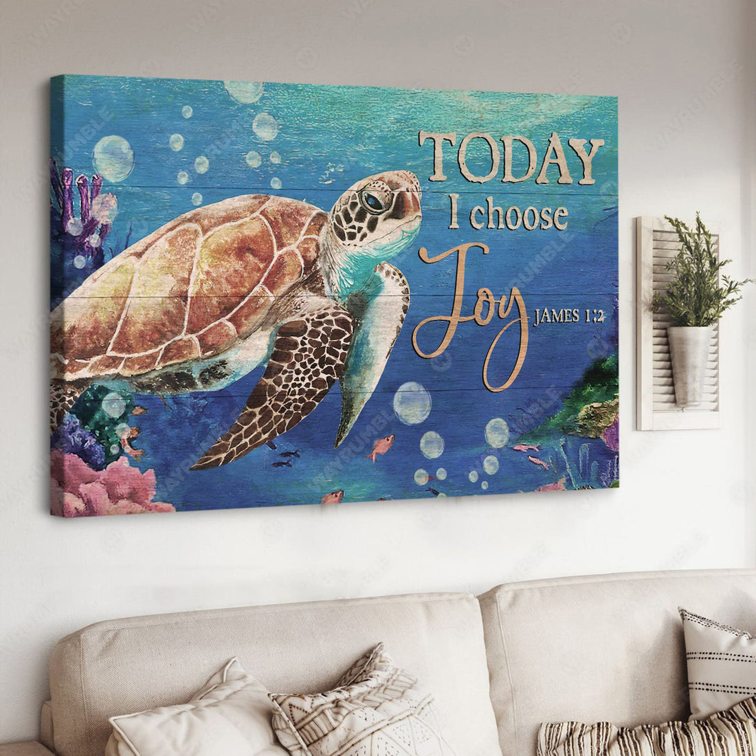 Today I Choose Joy, Ocean Turtle , Poster Decor Poster and Canvas