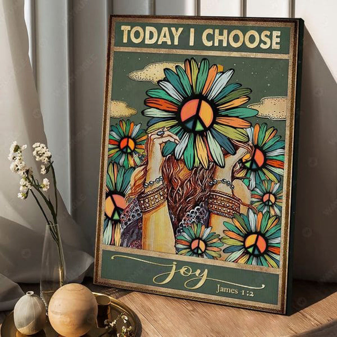 Today I Choose Joy, Peac Symbol, Hippie Poster Poster and Canvas