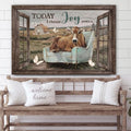 Today I Choose Joy Cow Canvas Wall Art - Christian Canvas Wall Decor - Bible Verse Wall Art Canvas - Farmer Gift
