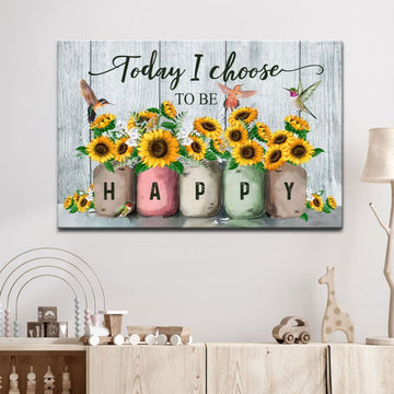 Today I Choose To Be Happy Canvas Wall Art - Christian Canvas - Faith Canvas