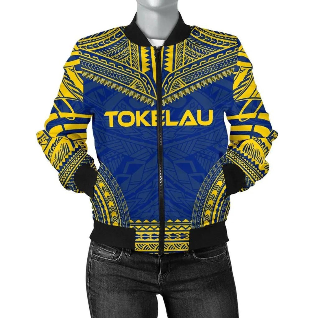 FUNSTUFFPRINT Tokelau Flag Polynesian Chief Women'S Bomber Jacket - 3D Bomber Jacket