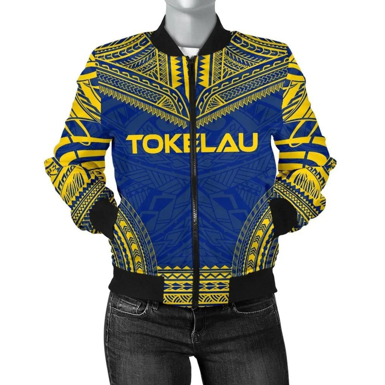FUNSTUFFPRINT Tokelau Flag Polynesian Chief Women'S Bomber Jacket - 3D Bomber Jacket