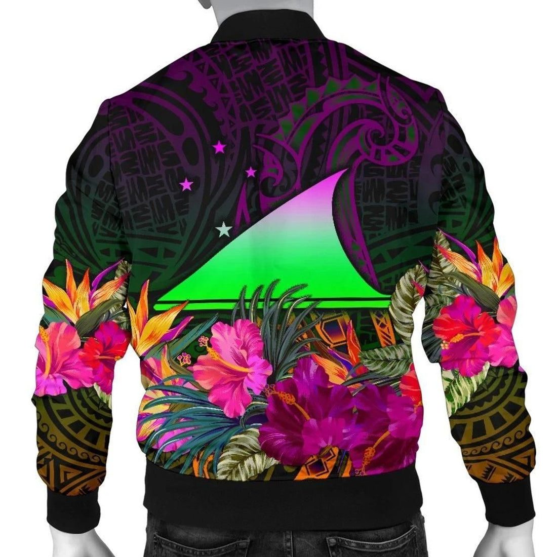FUNSTUFFPRINT Tokelau Personalised Men's Bomber Jacket - Summer Hibiscus - 3D Bomber Jacket
